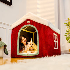 Gingerbread Snow House Pet Tent Detachable Large Dog House - Petmagicworld