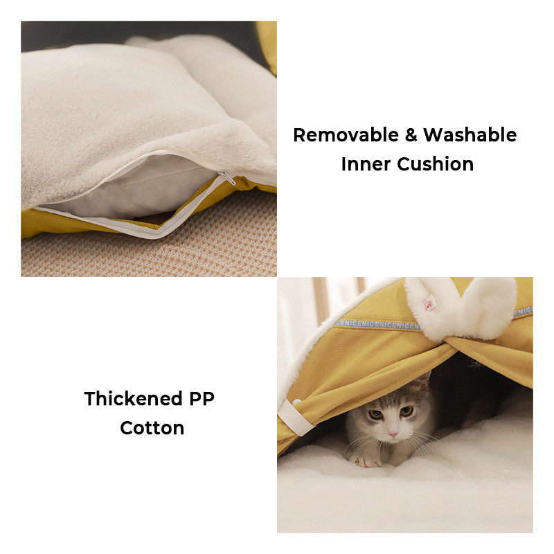 Rabbit Ear Enclosed Cat House Bed - Petmagicworld