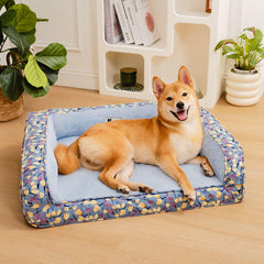 Romantic Garden Velvet Full Support Orthopedic Dog Sofa Bed - Petmagicworld