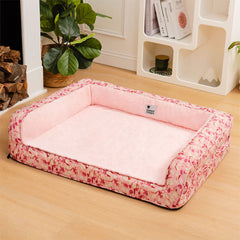 Romantic Garden Velvet Full Support Orthopedic Dog Sofa Bed - Petmagicworld