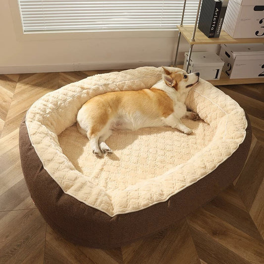 Fluffy Deep Sleeping Large Oval Dog Bed - Petmagicworld