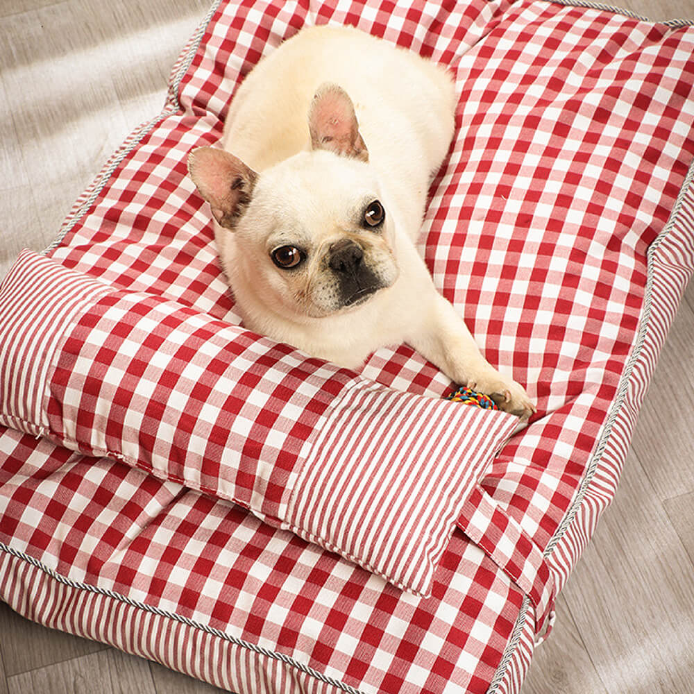 Fashion Checkered Pattern Washable Dog & Cat Bed With Pillow - Petmagicworld