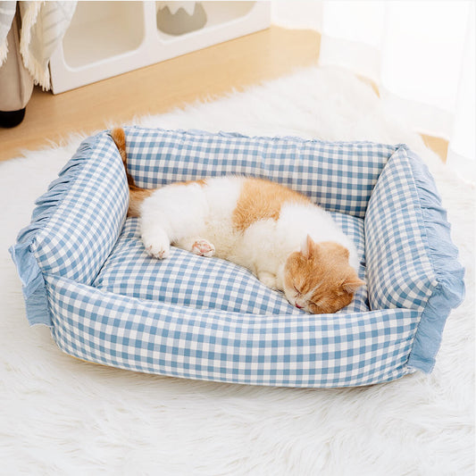 Fashion Ruffle Plaid Detachable Warm Dog & Cat Bed - Petmagicworld