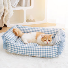 Fashion Ruffle Plaid Detachable Warm Dog & Cat Bed - Petmagicworld