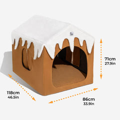 Gingerbread Snow House Pet Tent Detachable Large Dog House - Petmagicworld