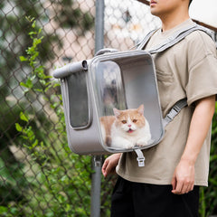 Dual Purpose Pet Trolley Case Carrier Cats Transparent Backpack with Silent Wheel - Petmagicworld
