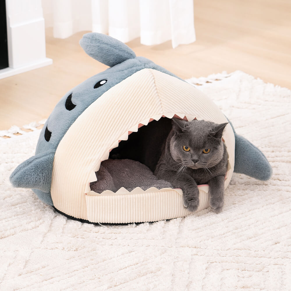 Shark Shape Semi-Enclosed Cat Cave Puppy House - Petmagicworld