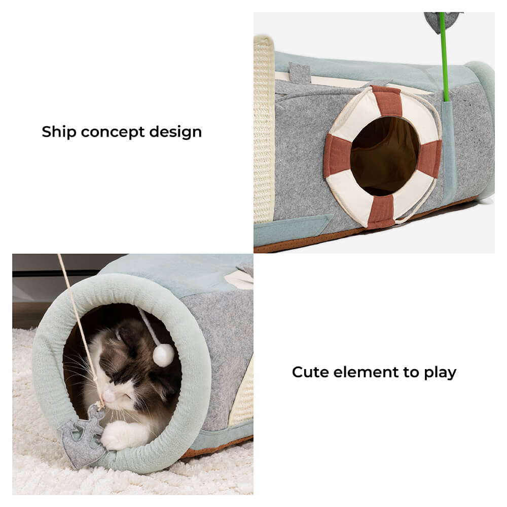 Ship UFO Collapsible Tube with Scratching Ball Cat Tunnel Bed - Petmagicworld
