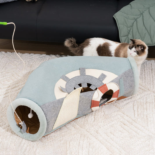 Ship UFO Collapsible Tube with Scratching Ball Cat Tunnel Bed - Petmagicworld