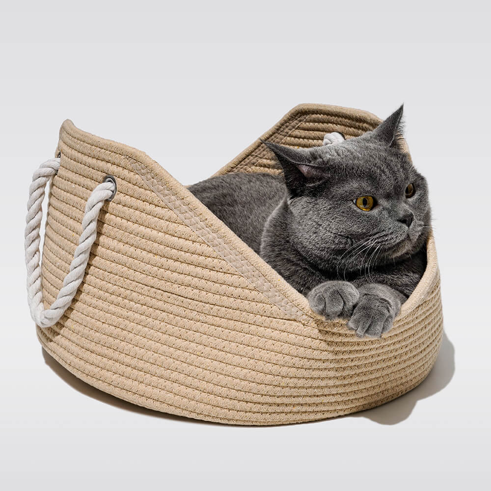 Straw Durable Handmade Cradle Pet Wicker Cat Bed - Petmagicworld