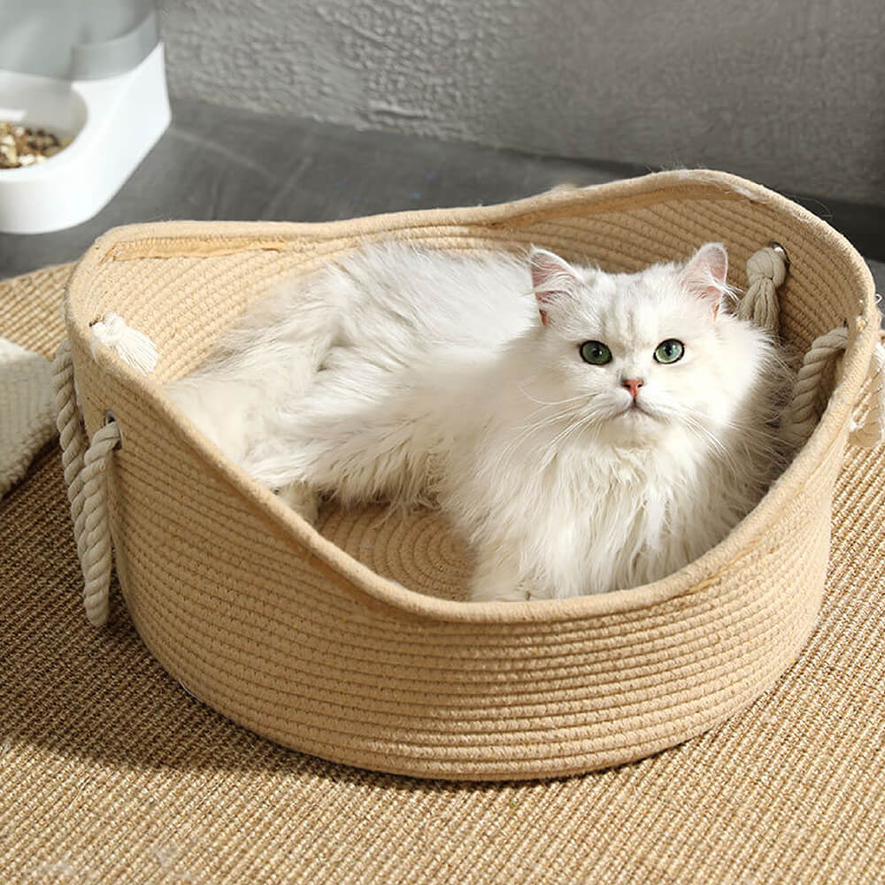 Straw Durable Handmade Cradle Pet Wicker Cat Bed - Petmagicworld