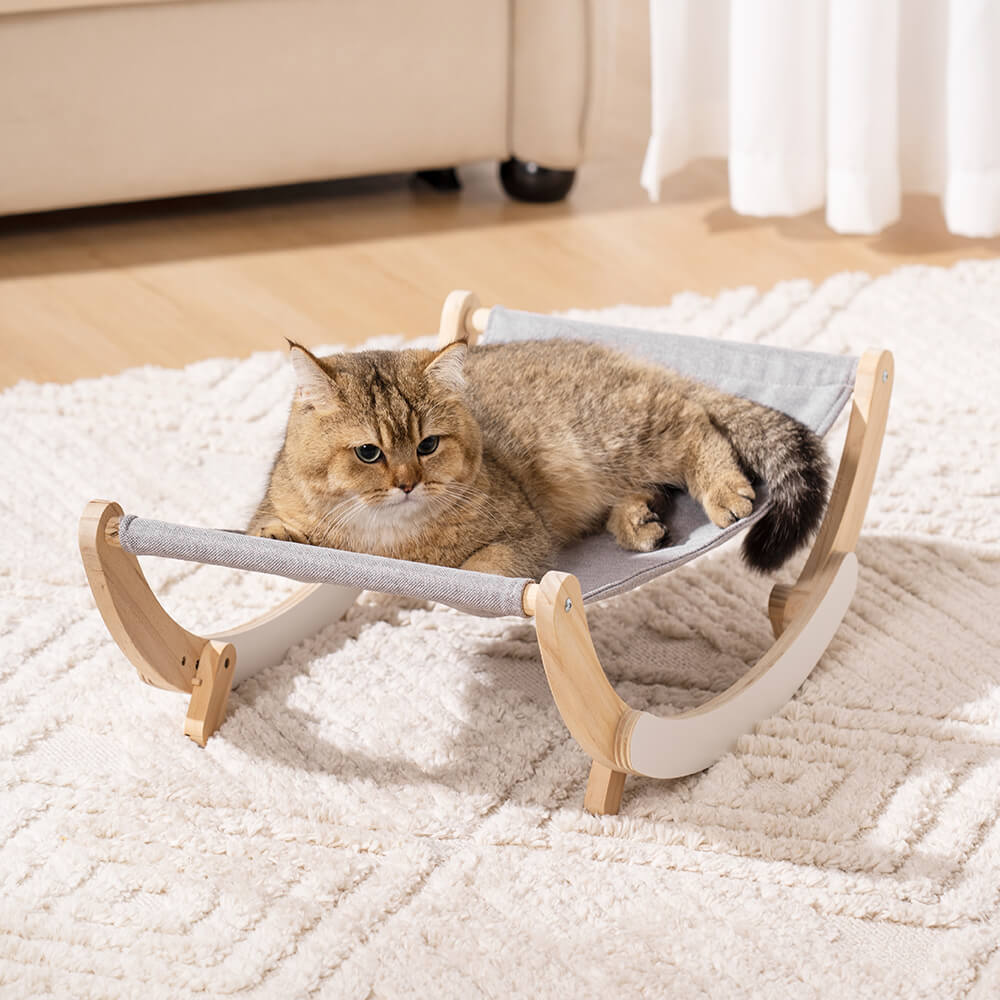 Wooden Elevated Cat Hammock Bed Swing Chair - Petmagicworld