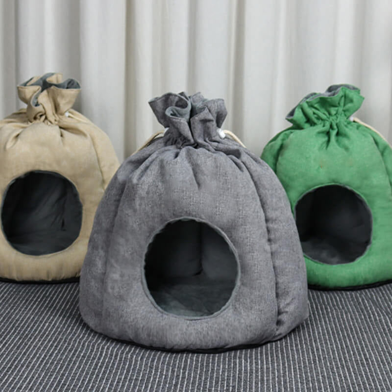 Funny Money Bag Enclosed Cat Bed Tent Cave - Petmagicworld
