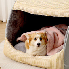 Warm Flannel Detachable Semi-Enclosed Large Dog Tent Bed - Petmagicworld