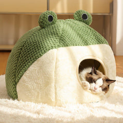 Adorable Frog Shape Wrapped Pet Bed Cat Cave - Petmagicworld