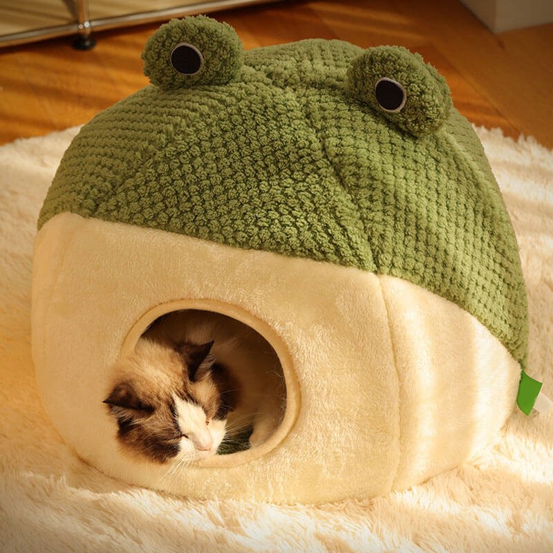 Adorable Frog Shape Wrapped Pet Bed Cat Cave - Petmagicworld