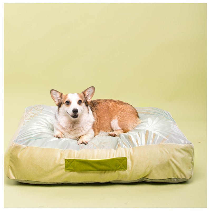 Bow Tie Pillow Ice Silk Velvet Square Cooling Quilted Dog Bed - Petmagicworld