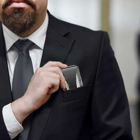 RFID Blocking Men's Carbon Fiber Metal Wallet