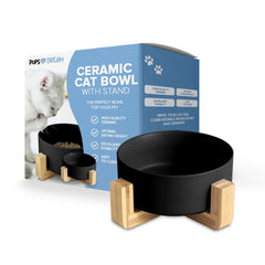 Ceramic Cat Bowl with Stand - Petmagicworld