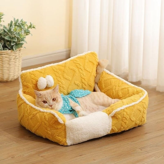 Cheese Cat Bed Fleece Jacquard Comfortable Dog Bed - Petmagicworld