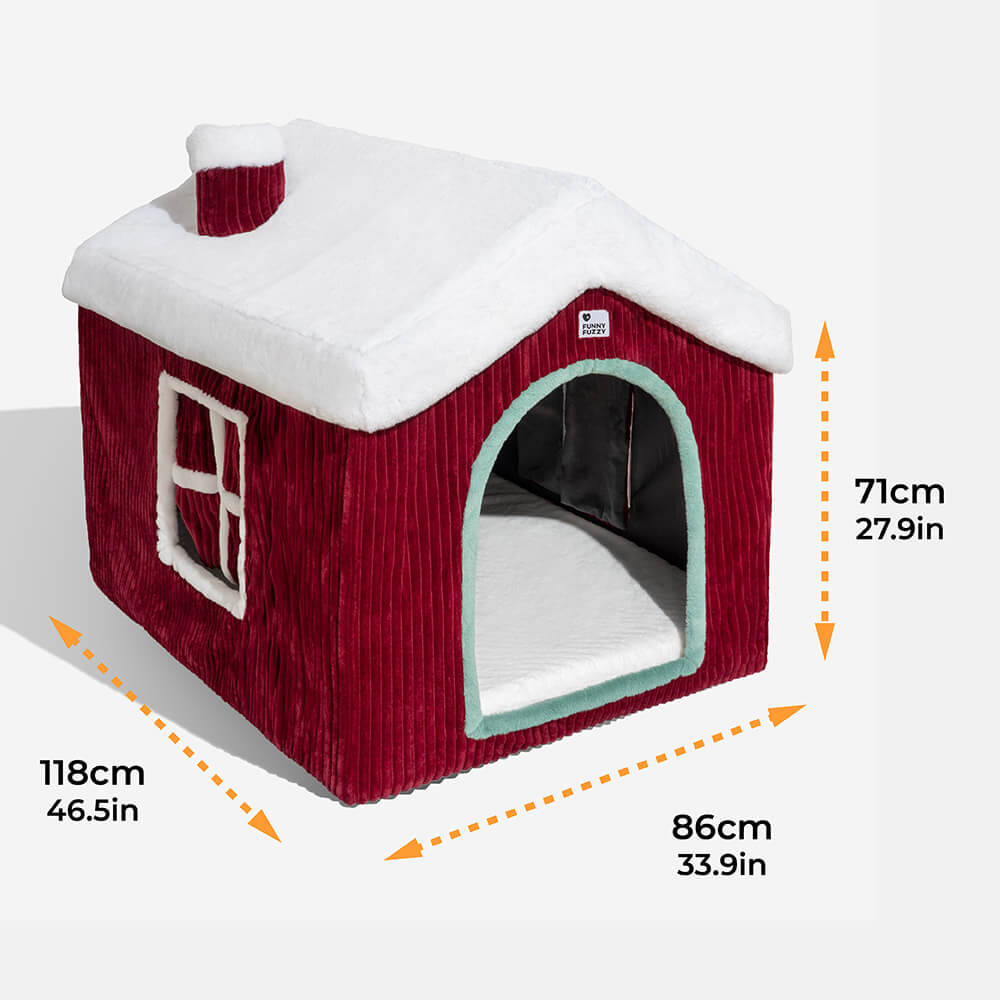 Christmas Snow House Cozy Warmth Large Dog House - Petmagicworld