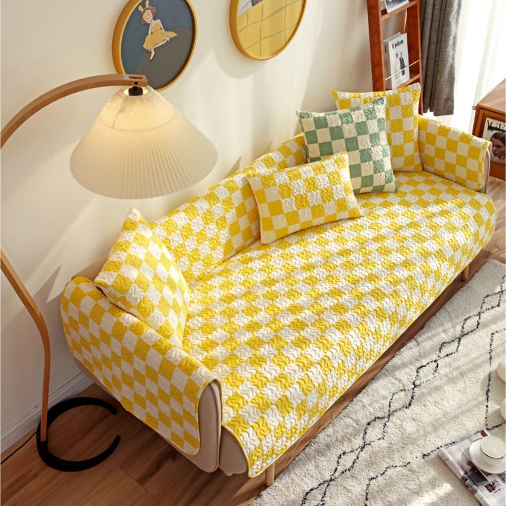 Colorful Checkerboard Anti-scratch Furniture Protector Couch Cover - Petmagicworld