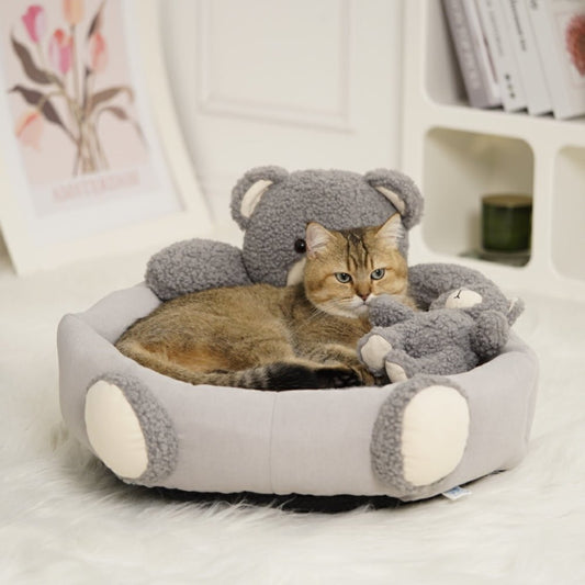Cute Teddy Bear Pet Bed with Bear Toy Dog & Cat Bed - Petmagicworld