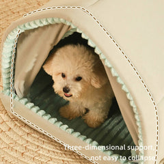 Double Curtain Pet House Enclosed Dog Bed - Petmagicworld