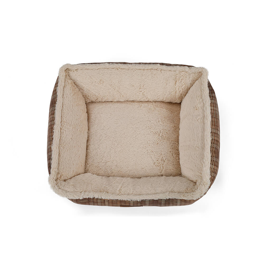 Faux Willow Weave Pattern Soft Square Quilted Dog Bed - Petmagicworld