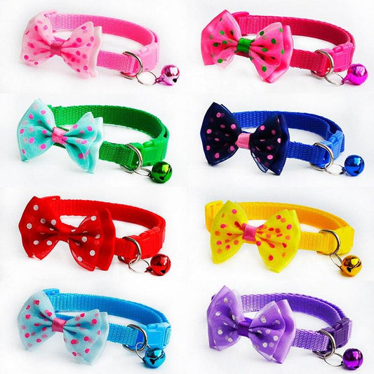 Polyester Dog Collars With Bowknot Bells - Petmagicworld
