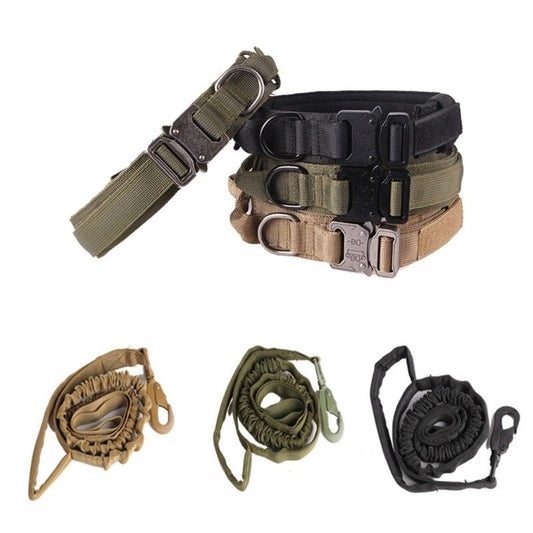 Nylon Tactical Dog Collar And Leash Set - Petmagicworld