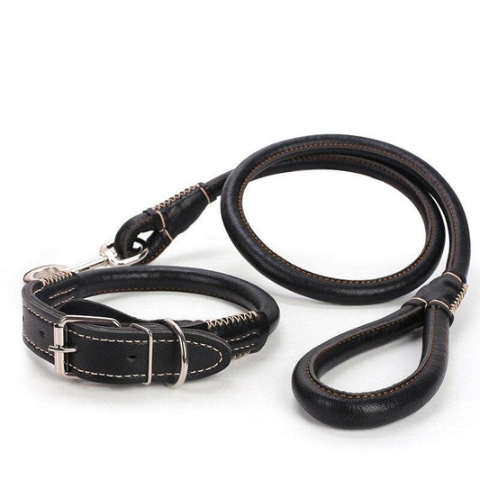 Dog Leather Collar Leash Set - Petmagicworld